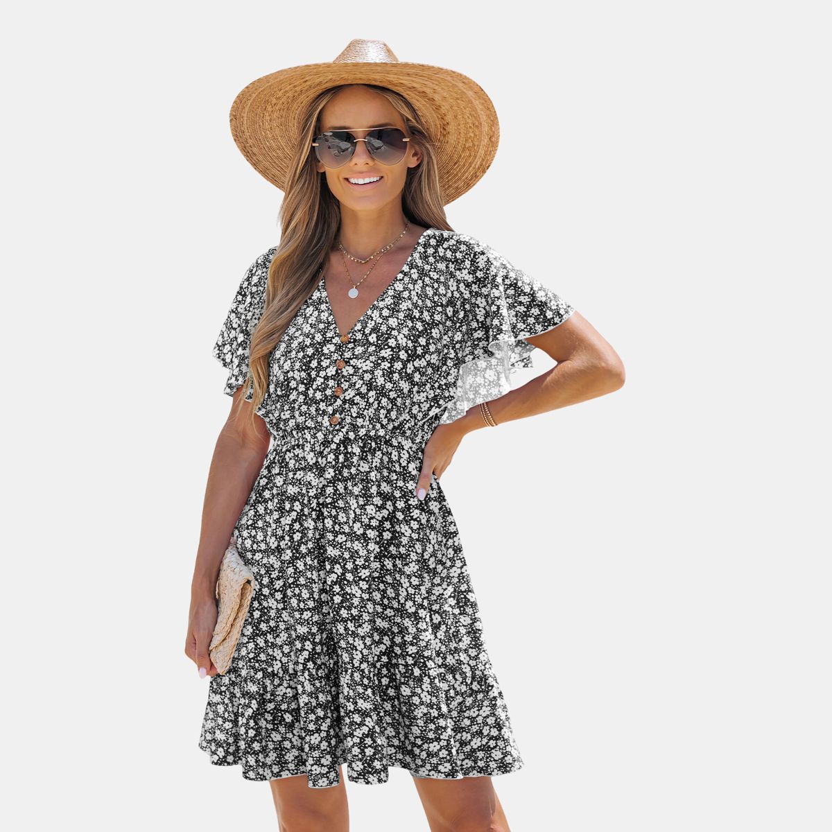 Cupshe Women's Floral Print Wrap Dress for Summer Getaways