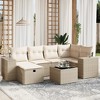 vidaXL 7 Piece Patio Sofa Set with Cushions Beige and Cream Poly Rattan - Without Storage 7 Pieces - 2 of 4