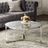 55 Downing Street Stefania Modern Metal Round Coffee Table 36" Wide Silver Glass Tabletop Clear Acrylic Legs for Living Room Bedroom Bedside Entryway - 2 of 4