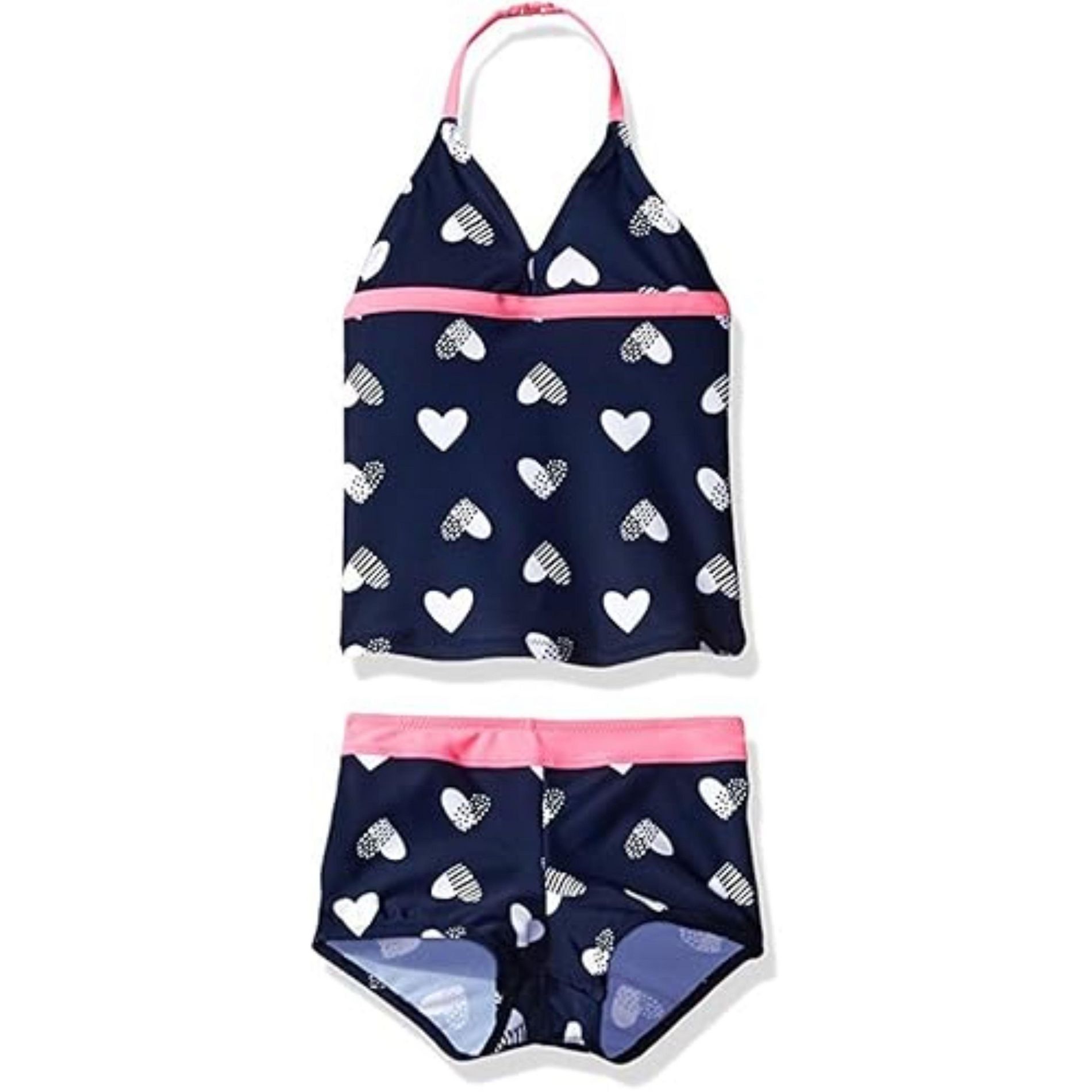 OshKosh B'Gosh Infant Girls' 2-Piece Halter Top Swimsuit Set, Navy/Hearts, 24 Months