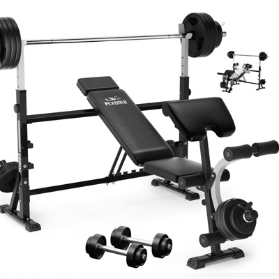 FLYBIRD Standard Weight Bench with Preacher Curl, Leg Developer