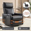 Black Faux Leather Heat Massage Manual Recliner Chair with Rocker and Swivel for Living Room - 3 of 4
