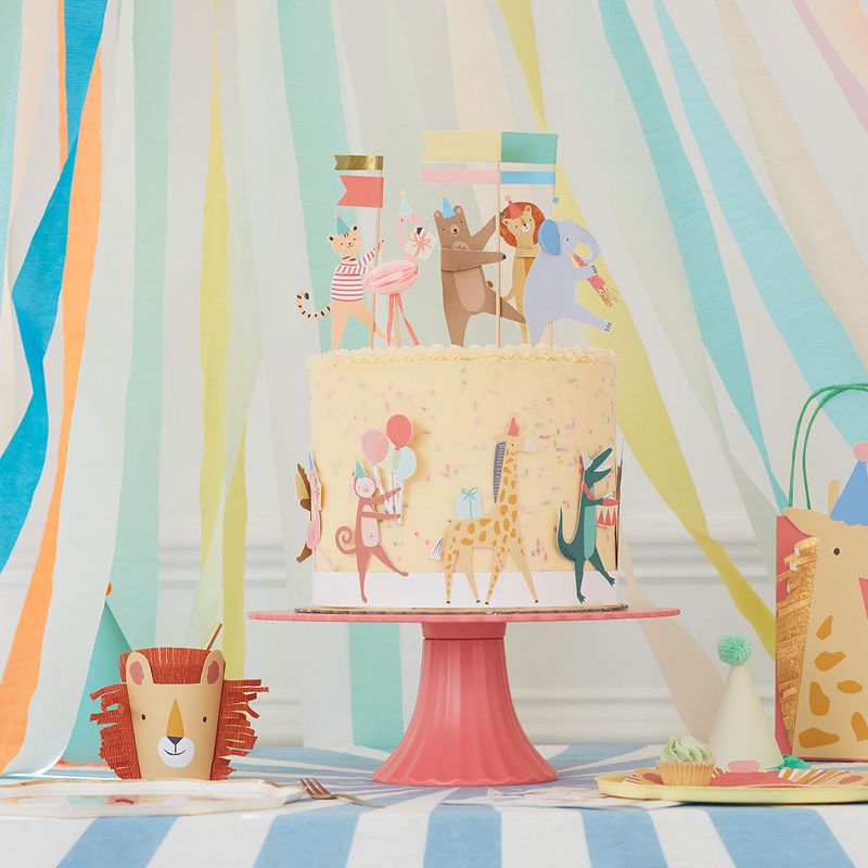 Meri Meri Animal Parade Cake Wrap & Toppers (Pack of 6), 1 of 3