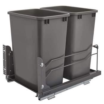 Rev-A-Shelf Double Pull-Out Trash Can for Under Kitchen Cabinets 35 Quart 8.75 Gallon with Soft-Close Slides