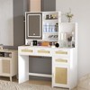 Makeup Vanity with Lights in 3 Colors & Openable Mirror, Vanity Desk with 4 Drawers, 1 Cabinets and Shelves, Vanity Table Rattan Vanity Dresser - 3 of 4