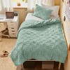 Joyfy Tufted Comforter Set, 3 Pieces Sage Green Boho King Bedding Set with 1 Plaid Geometric Comforter and 2 Pillow Shams, Checkered Bed in a Bag - 2 of 4