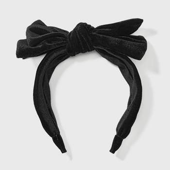 Wide Velvet Bow Headband - A New Day™ Black