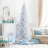 7 Feet White Artificial Christmas Pencil Tree with Folding Metal Stand - 3 of 4