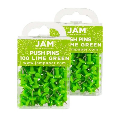 JAM Paper Colored Pushpins Lime Green Push Pins 2 Packs of 100 522416893A