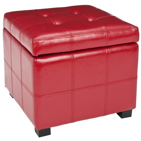 Troende Rouse metrisk Maiden Square Tufted Storage Ottoman Red - Safavieh : Target