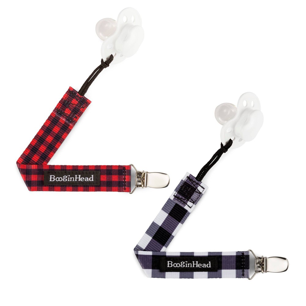 Photos - Other for Feeding BooginHead 2pk PaciGrip Pacifier Clip Holder - Buffalo Check