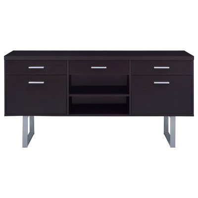 Contemporary 60'' Brown Home Office Desk with Filing Cabinet