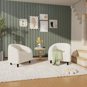 Accent Chair Living Room Chairs Barrel Boucle Chairs Comfy Armchairs for Bedroom Reading Room Reception Chairs,Multiple Colors - 1 of 3