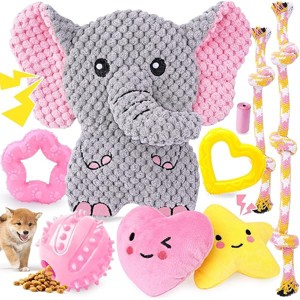 XIUGOAL Pink Puppy Toys - 9 Pack Puppy Chew Toys for Teething, Enrichment Dog Toys for Small Dogs to Keep Them Busy, Squeaky Plush Toy for Boredom - 1 of 1