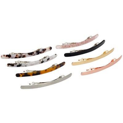 Glamlily 8 Pack Decorative Tortoise Shell French Barrette Hair Clips, Cute Hair Accessories for Women Girls