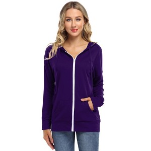 WhizMax Women's Fashion Hooded Zip-Up Sweatshirt - 1 of 4