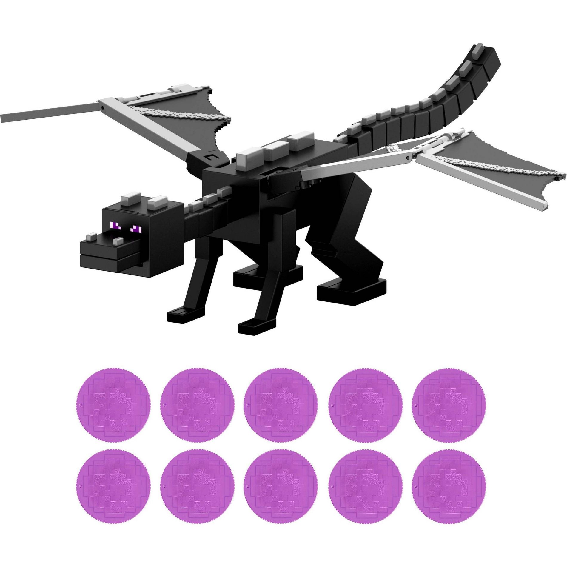 Minecraft Dragon’s Breath Attack Ender Dragon Action Figure with 10 Discs, 20" Wingspan