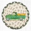 Earth Rugs Round Large Coasters Vintage Green Truck – 7"x7" Hand-Braided Jute Accent - 2 of 3