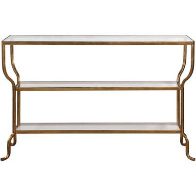 Uttermost Deline 54 1/4" Wide Antiqued Gold 2-Shelf Console Table