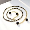 Anna-Kaci Women's Chain Link Belt with Interwoven Detail and Hanging Bead Charms 45.5in - Black - 2 of 4