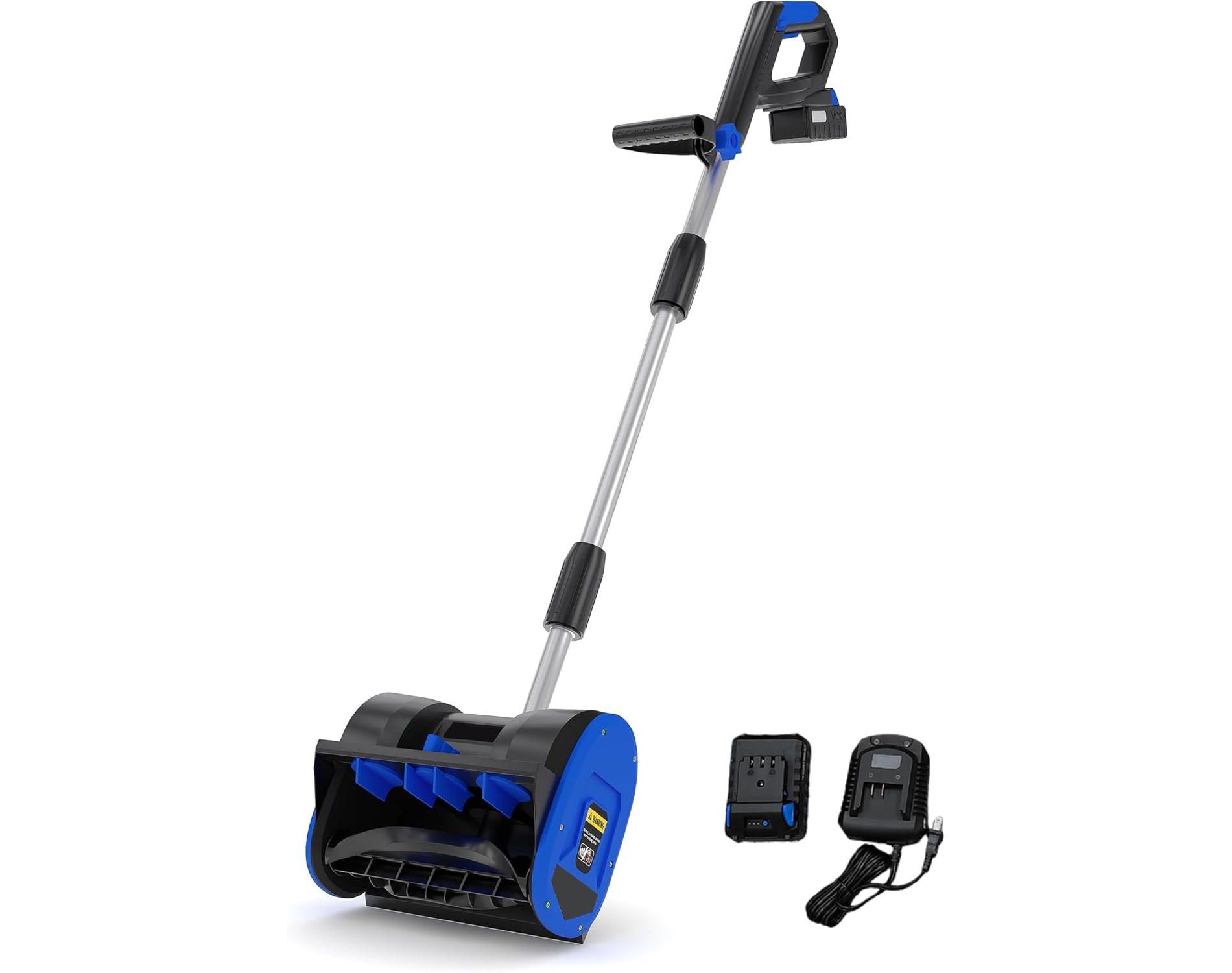 Cordless Snow Shovel, with 20V 4.0Ah Battery & Charger, Brushless Motor, Clears Paths Up to 12 in W and 8 in H, 17 Ft Throwing Distance