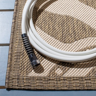 Safavieh Brown and Natural Floral Square Outdoor Rug