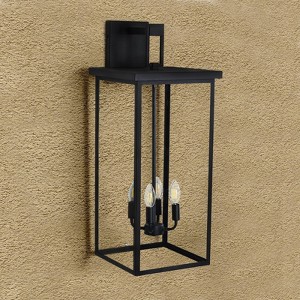 Wellfor 4-Light 29.5" Iron Outdoor Wall Light - Black: Weather-Resistant, E12, Glass Shade - 1 of 4