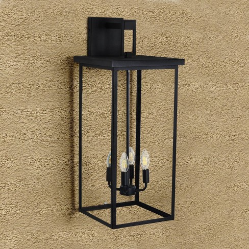 Wellfor 4-Light 29.5" Iron Outdoor Wall Light - Black: Weather-Resistant, E12, Glass Shade - image 1 of 4