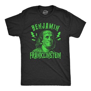 Mens Benjamin Franklinstein Tshirt Funny Halloween Frankenstein Ben Franklin USA Graphic Tee - Crazy Dog Men's T Shirt - 1 of 4