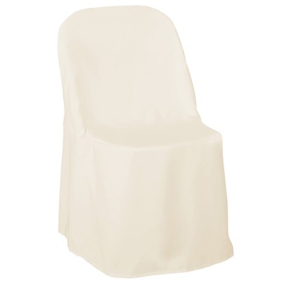 Lann's Linens 10 pcs Polyester Folding Chair Covers for Wedding/Party - Cloth Fabric Slipcovers