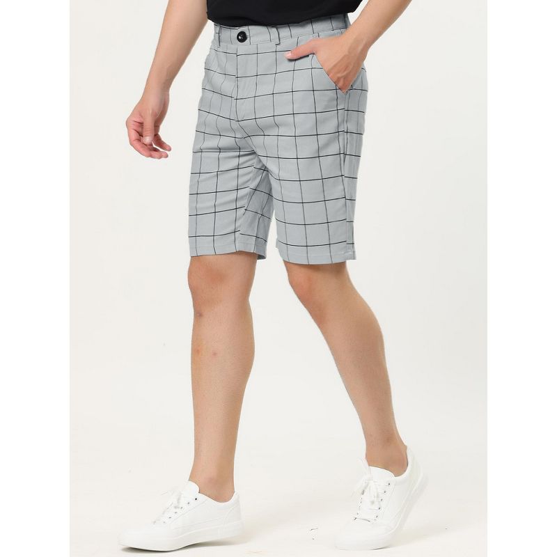 Lars Amadeus Men's Summer Plaid Shorts Slim Fit Flat Front Dress Checked Short Pants, 2 of 7