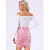 Allegra K Women's Velvet Party Bodycon Mini Ruched Skirt - 3 of 4