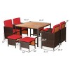 Tangkula 9 PCS Outdoor Patio Dining Set Conversation Furniture W/ Removable Cushions Red - 4 of 4