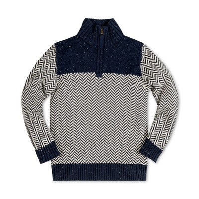 Hope & Henry Boys' Long Sleeve Half Zip Sweater With Yoke Detail