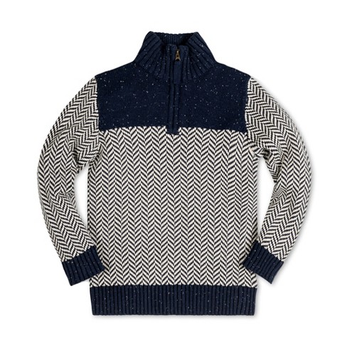 Hope & Henry Boys' Long Sleeve Half Zip Sweater With Yoke Detail ...