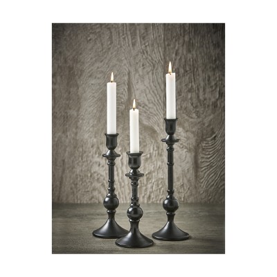 Medium Black Cast Aluminum Taper Candle Holder