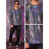 Lars Amadeus Men's Crew Neck Long Sleeves Party Clubwear Sparkly Sequins T-Shirt - 4 of 4