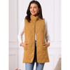 INSPIRE CHIC Women's Winter Stand Collar Sleeveless Lightweight Gilet Quilted Long Puffer Vest - 3 of 4