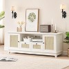 COUCHETA 63 Inch Rattan TV Stand with Storage Doors, Adjustable Shelves for 65-Inch TV,white - 4 of 4
