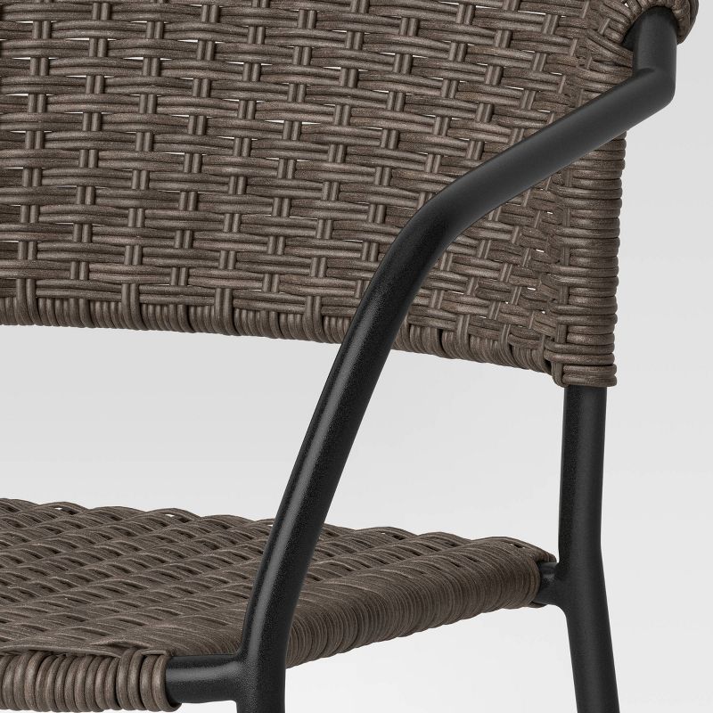 Stack Steel &#38; Wicker Outdoor Patio Chairs, Arm Chairs Black - Room Essentials&#8482;, 6 of 8