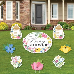 Big Dot of Happiness Wildflowers Baby - Yard Sign and Outdoor Lawn Decorations - Boho Floral Baby Shower Yard Signs - Set of 8 - 1 of 4