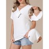 INSPIRE CHIC Women's Summer Short Sleeve Casual V Neck Pleated Button Tunic Tops - 2 of 4