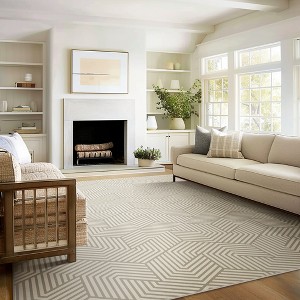 ABYNOW 8x10 Machine Washable Area Rug – Modern Abstract Soft Low-Pile Carpet with Non-Slip Backing for Living Room & Bedroom - 1 of 4