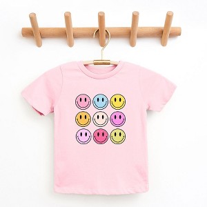 The Juniper Shop Colorful Smiley Face Distressed Toddler Short Sleeve Tee - 1 of 2