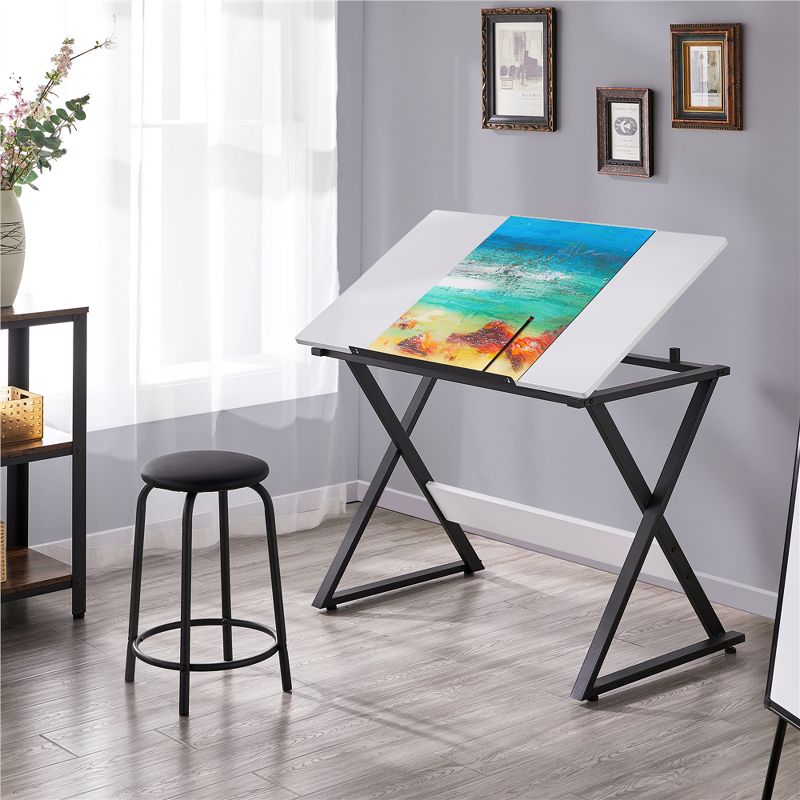 Yaheetech Minimalist Drafting Table For Artists Basic Drawing Deck White, 2 of 11