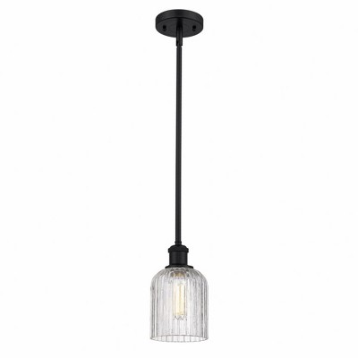 Bridal Veil - 1 Light Stem Hung Mini Pendant In Art Deco Style-9 Inches Tall and 5 Inches Wide