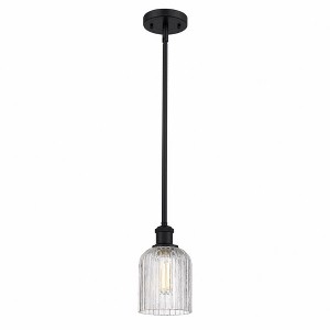 Bridal Veil - 1 Light Stem Hung Mini Pendant In Art Deco Style-9 Inches Tall and 5 Inches Wide - 1 of 1