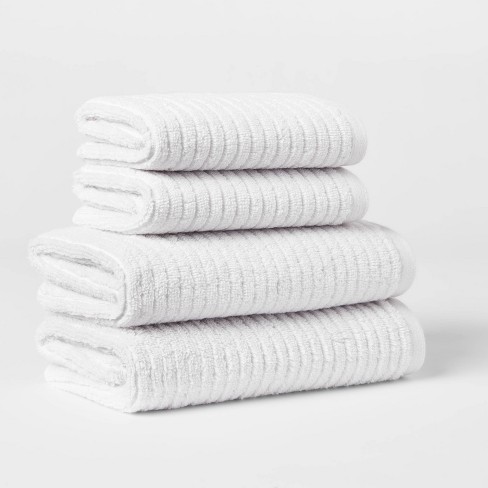 2pk Quick Dry Ribbed Bath Towel Set Light Gray - Threshold™