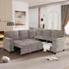 MAYEERTY Spacious L-Shaped Sectional with Sleeper Function - Storage Seats, USB Charging, Light Brown Fabric - Living Room Essential - 2 of 4