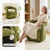 Chenille Swivel Barrel Accent Chair with Curved Backrest, Wide Seat Upholstered Lounge Armchair for Living Room Bedroom-3irtyhousy - 2 of 4